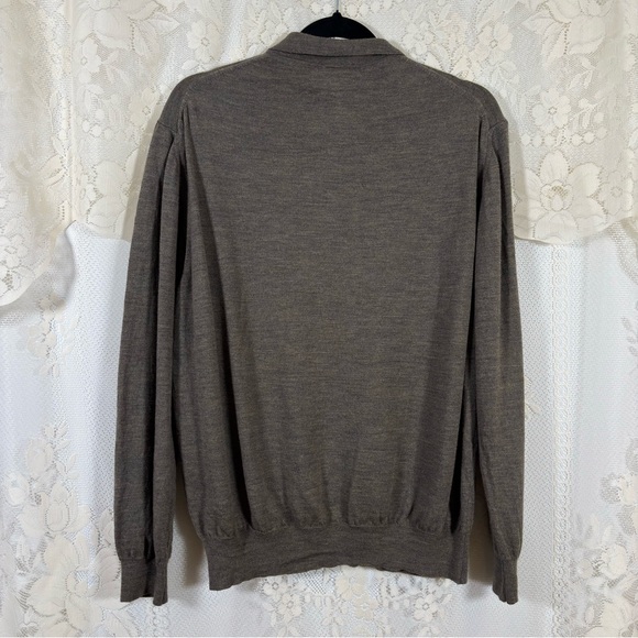 Nordstrom Extrafine Merino Wool Polo Sweater Brown Quiet Luxury Size Large - Picture 8 of 8